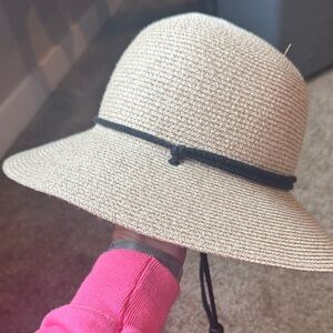 Elegant Cream Sun Hat with Black Band